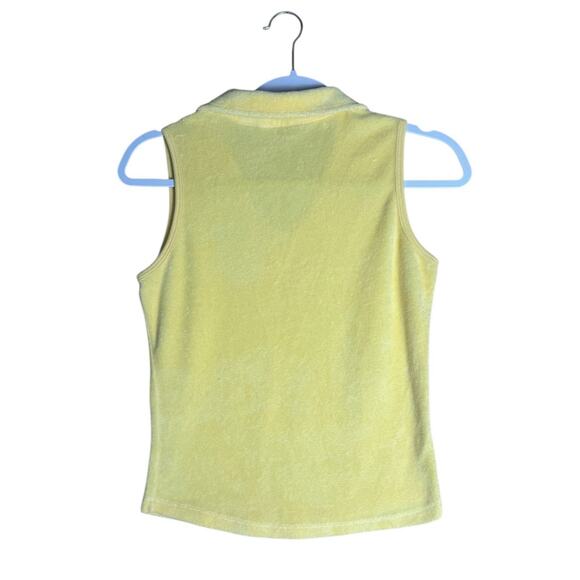 Y2K Aeropostale A87 Yellow Terry Cloth Sleeveless Polo Top Sz S Preppy Sporty - Picture 4 of 6